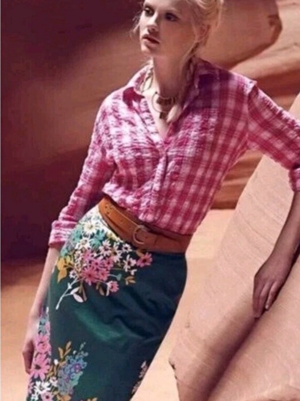 Odille Abronia Green Floral Pencil Skirt 4